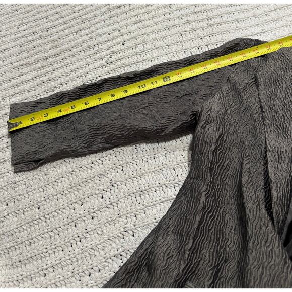 Eileen Fisher Blazer Silk Textured Jacket Womens Sz XS Pewter Open Front Crinkle - Picture 6 of 11